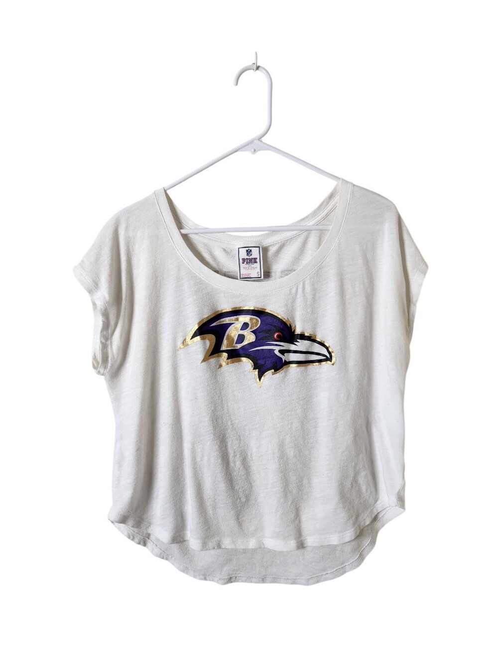 Pink Victorias Secret Baltimore Ravens Cropped T Shirt